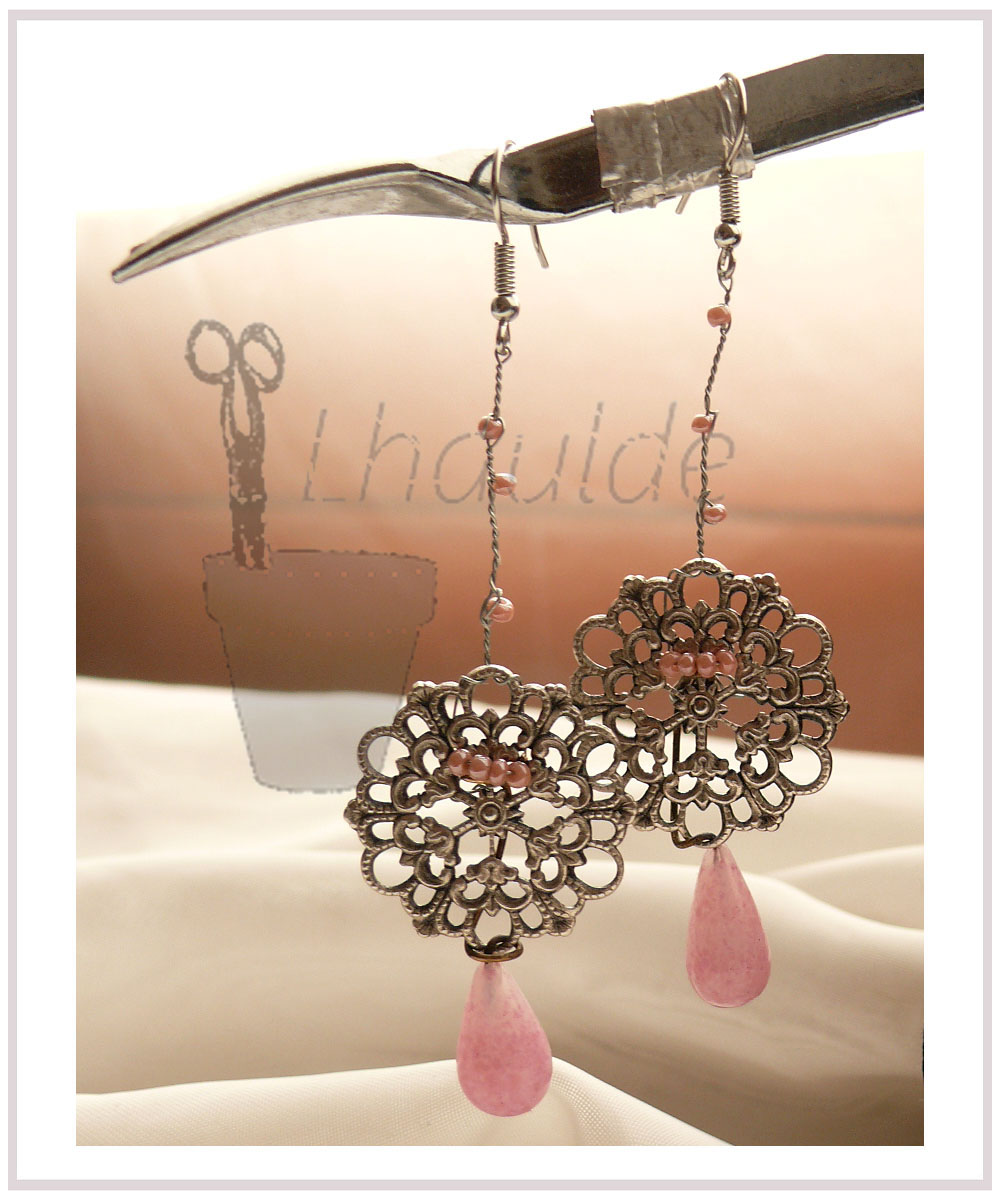B 010 Boucles argent et rose