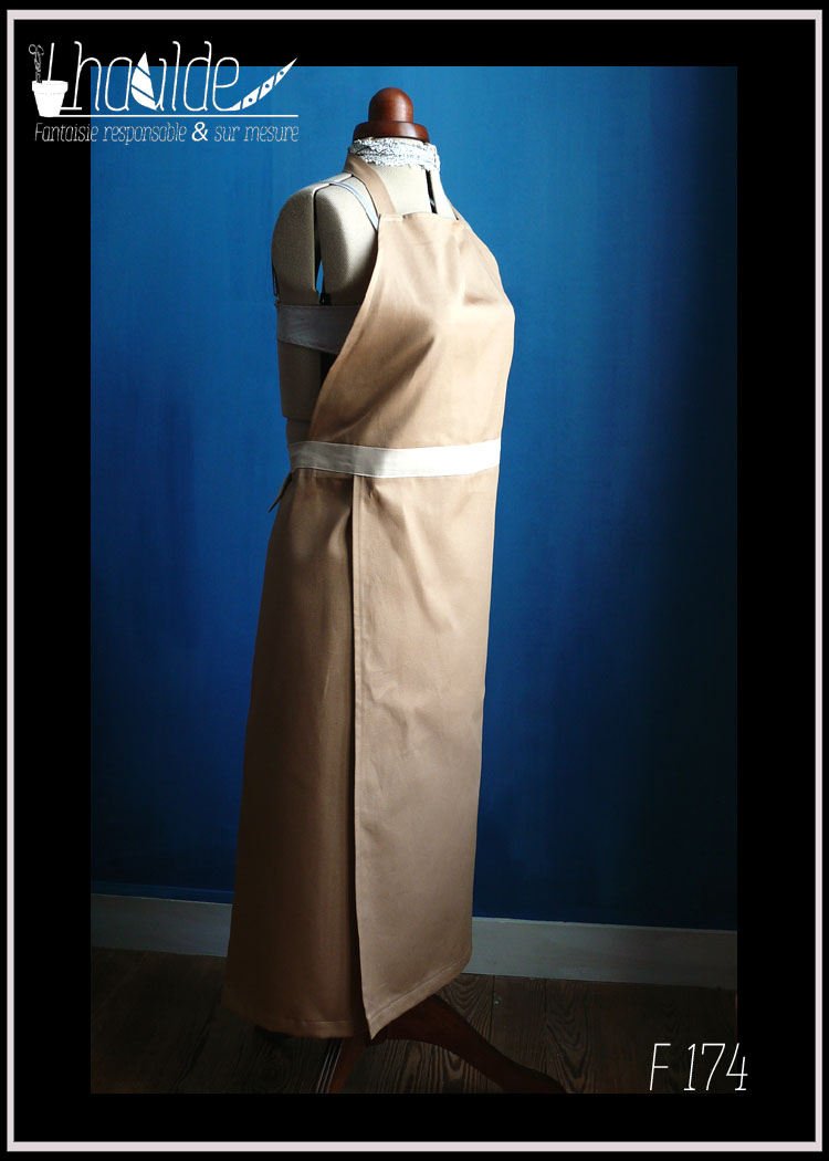 T38-40 Tablier de potier à la demande SERGÉ / Split leg potter's apron size 10-12/M Custom made TWILL – Image 4