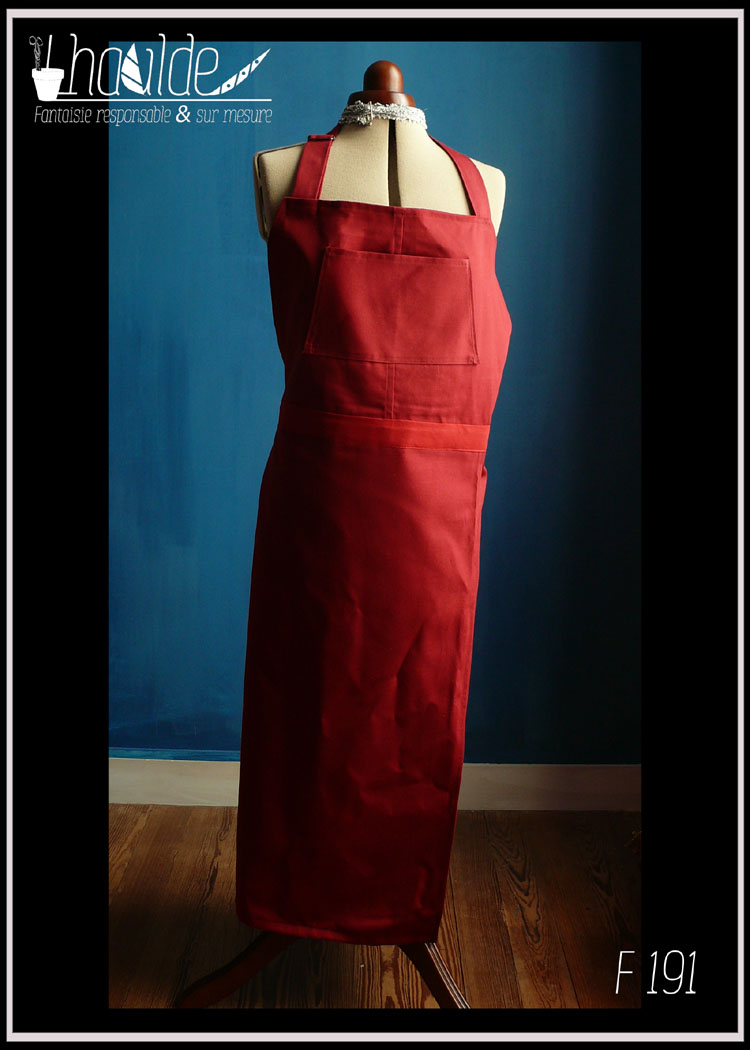 T42-44 Tablier de potier à la demande SERGÉ / Split leg potter's apron size 14-16/L Custom made TWILL