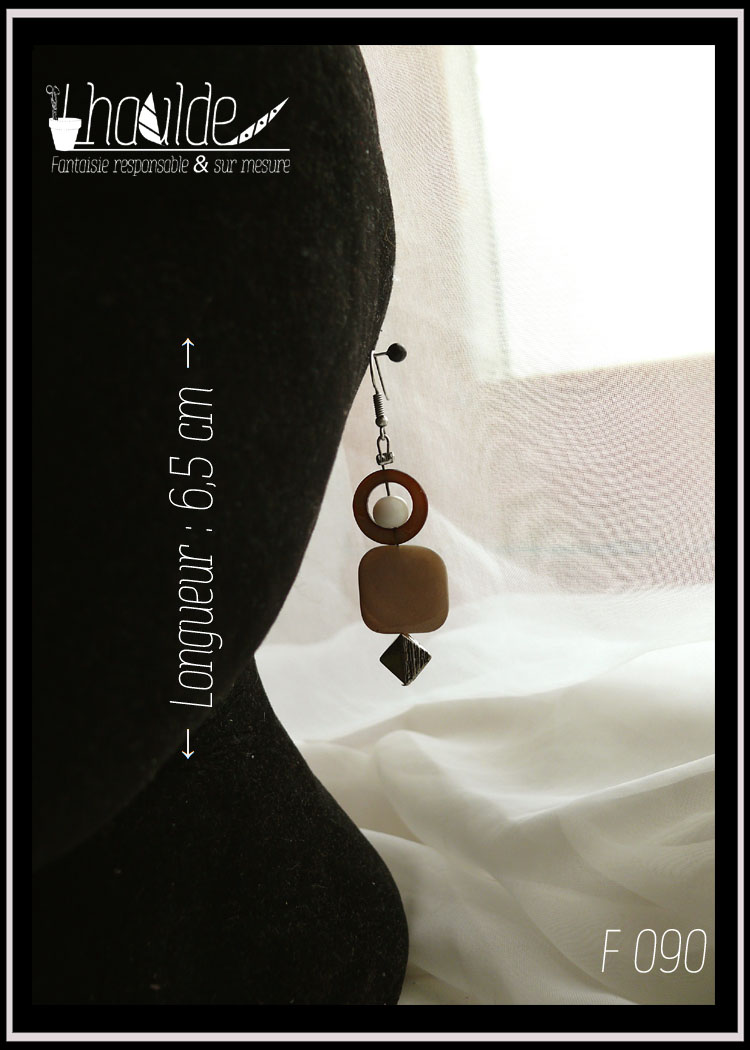 B 090 :: Boucles nacre & carrés beiges – Image 2