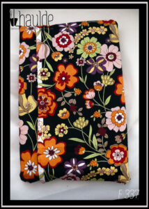 Protège livre en coton noir imprimé fleurs multicolores