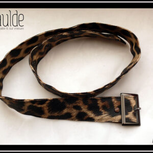 Ceinture en simili cuir imprimé panthère à boucle rectangulaire en acier noir